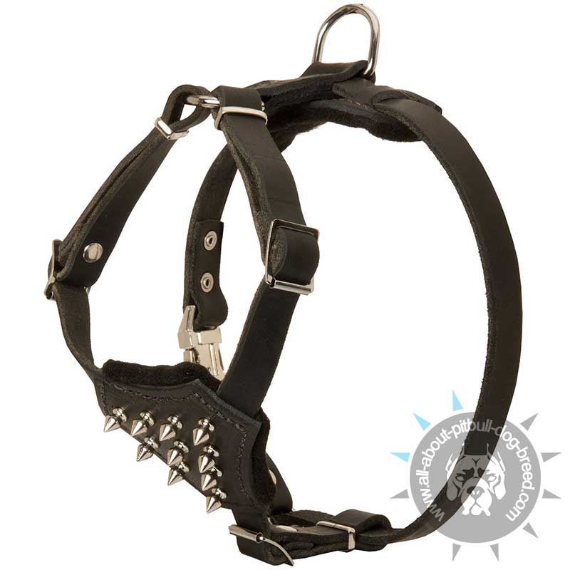 Spiked Leather Dog Harness for Pitbull Puppy Control