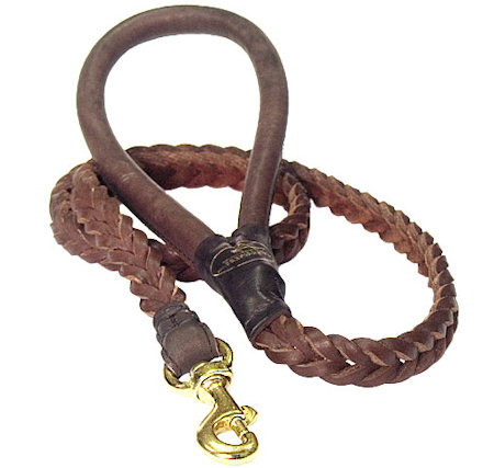 Slot Braided Leather Leash for Pitbull