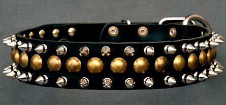 Studded Latigo Leather Dog Collar for Pitbull