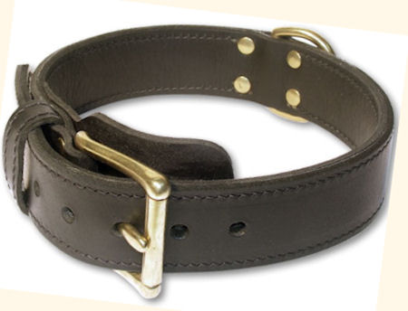 Tac-Black Leather Agitation Collars for Pitbull training