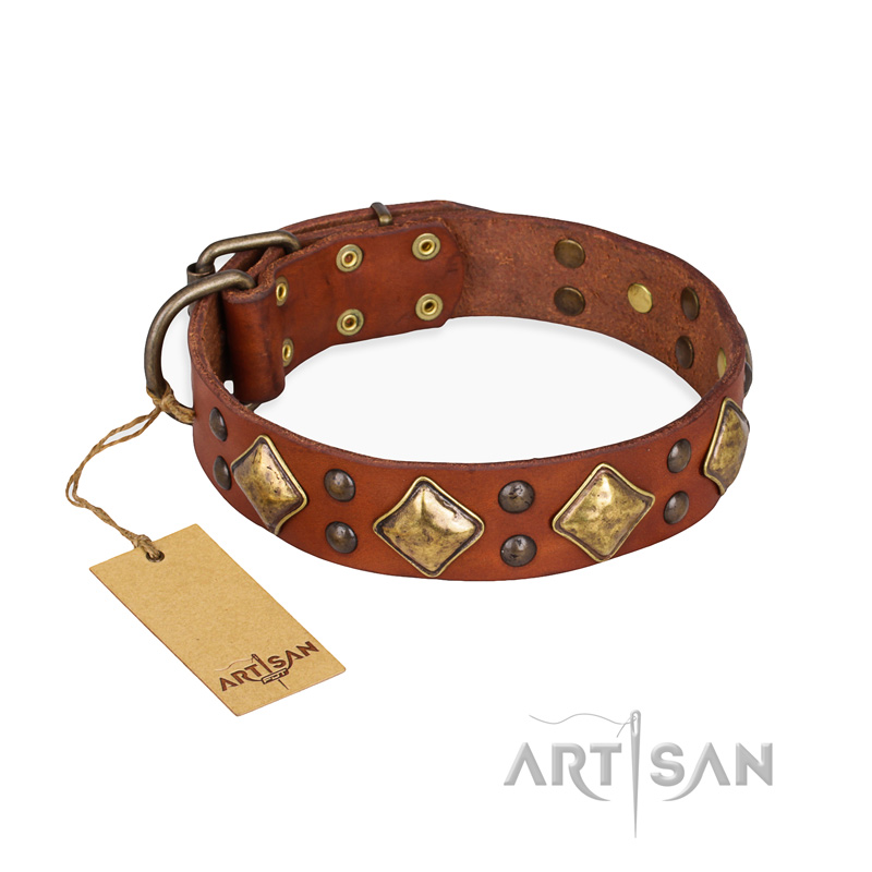 "Flight of Fancy" FDT Artisan Adorned Leather Pitbull Collar