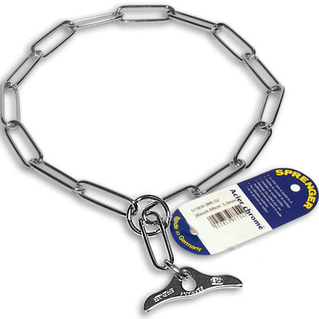 Fur Saver Dog Collar with Toggle - Chrome Plated Choke Collar