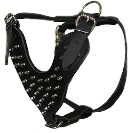 Leather Spiked Dog Harness- Deluxe custom Leather Harness