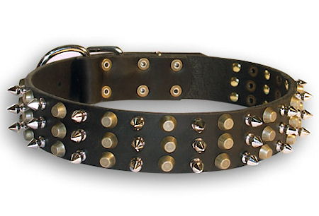 Strong Spiked and Studded Leather Dog Collar - Click Image to Close