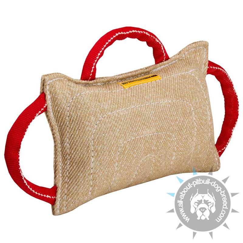 Dog Bite Pad Made of Jute with 3 Handles for American Pitbull Terrier