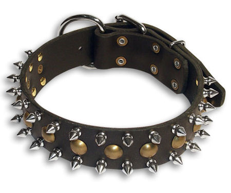 Spiked and Studded Black collar 25'' for PITBULL /25 inch dog collar-S55
