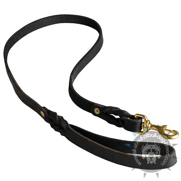 Extra Strong Pitbull Leash Made of Genuine Leather