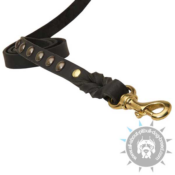 Reliable leather dog leash with heavy duty hardware
