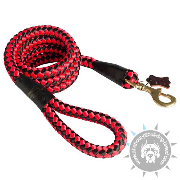 Super Strong Nylon Cord Pitbull Leash Red for Large Dogs