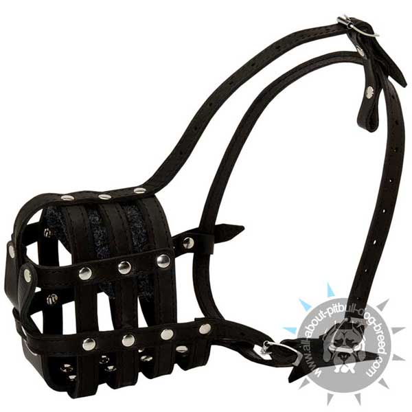 Leather Cage Pitbull Muzzle Well Ventilated