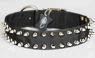 Black Nylon Spiked Dog Collar-2 Rows of spikes