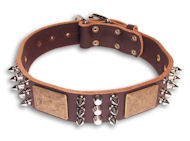 Spiked Brown collar 24'' for PITBULL /24 inch dog collar-C86