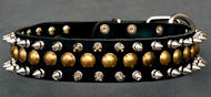 Studded (1 row) and Spiked (2 rows) leather dog collar